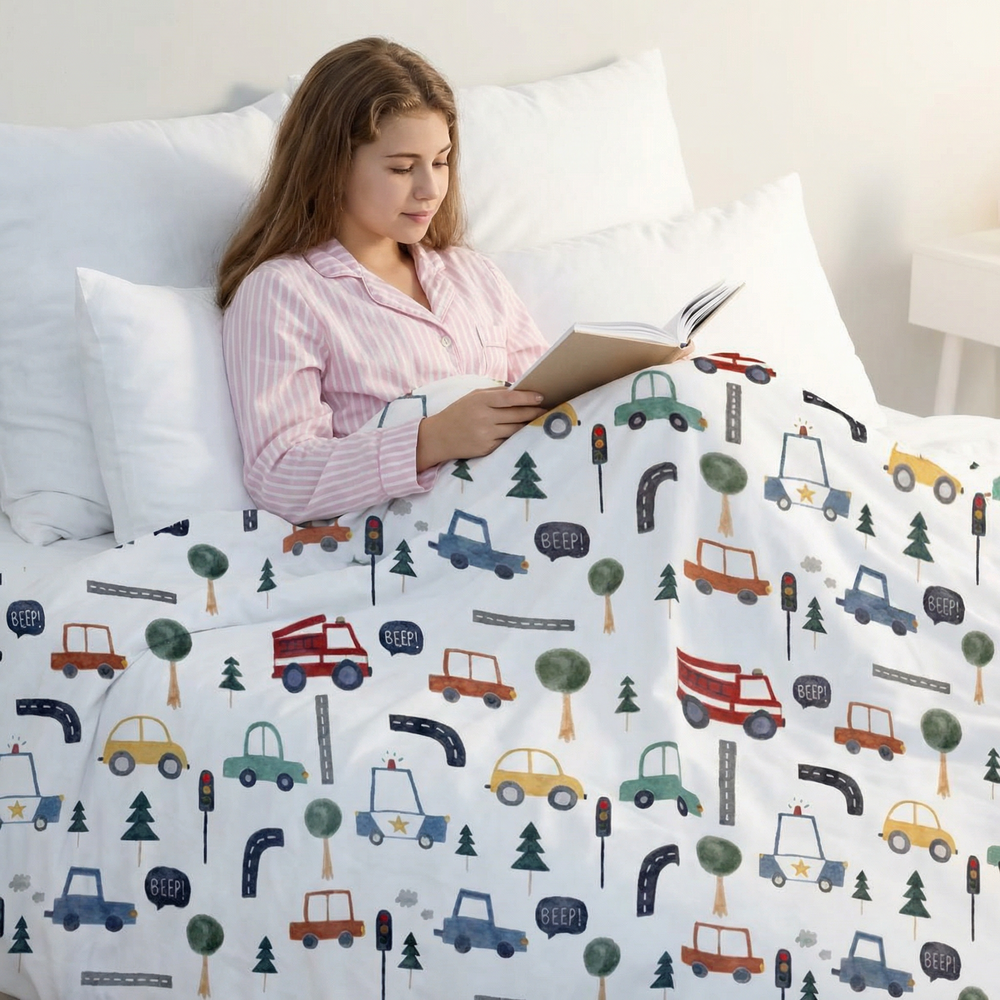 Original Therapiedecke - Autos Gewichtsdecke mit Baumwollbezug für Kinder