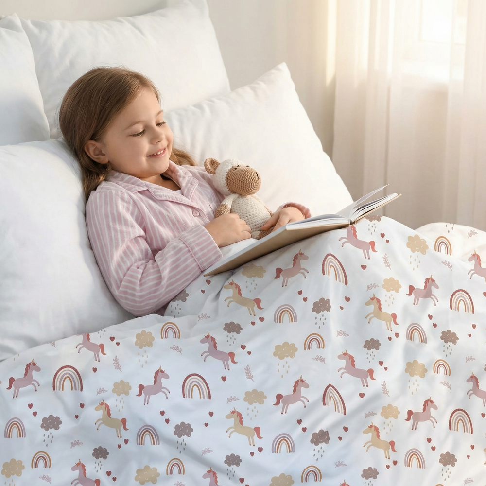 Original Therapiedecke - Einhorn Gewichtsdecke mit Baumwollbezug für Kinder