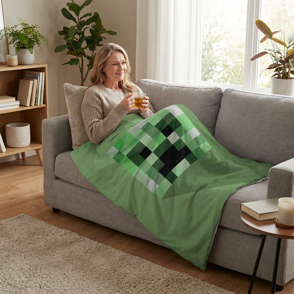 Original Therapiedecke - Minecraft Creeper Gewichtsdecke mit Baumwollbezug für Kinder & Erwachsene