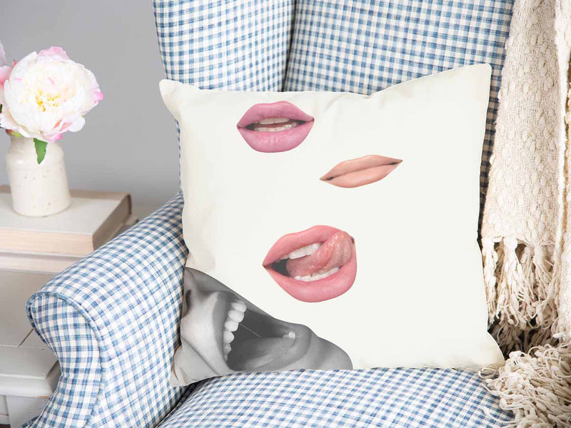 Gesundheitskissen Weiß mit Lippen