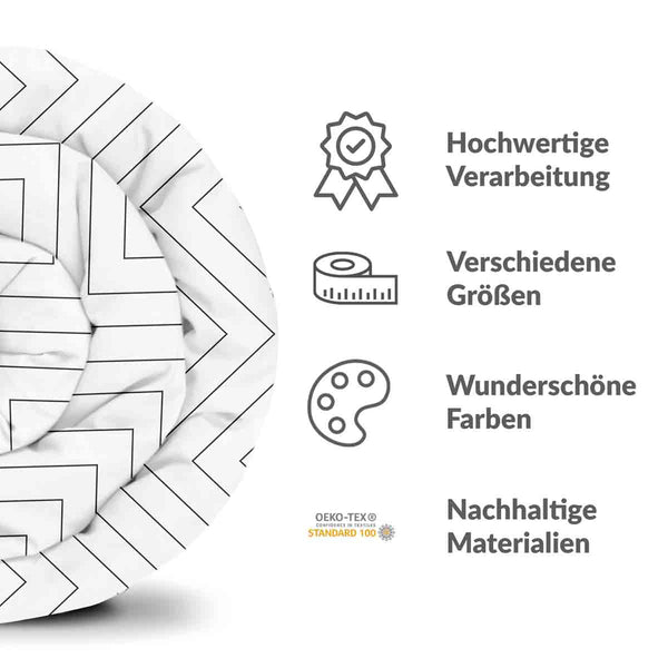 Therapiedecken Baumwollbezug Weiß mit schwarzem Zickzack