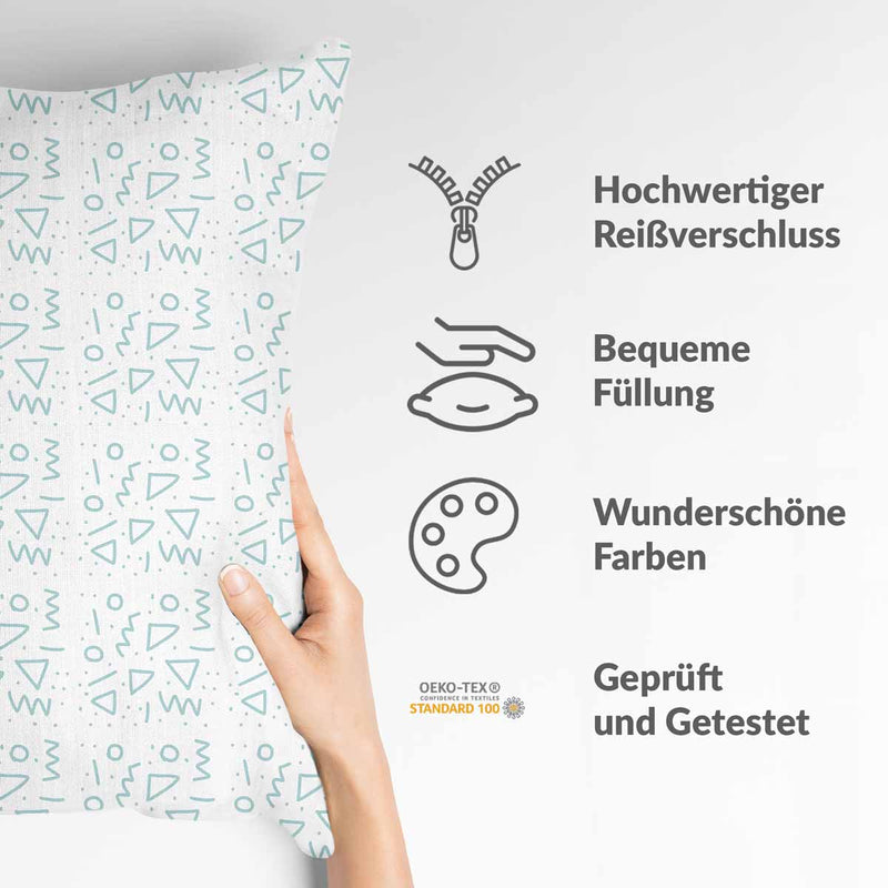 Gesundheitskissen Weiß mit blauen Formen