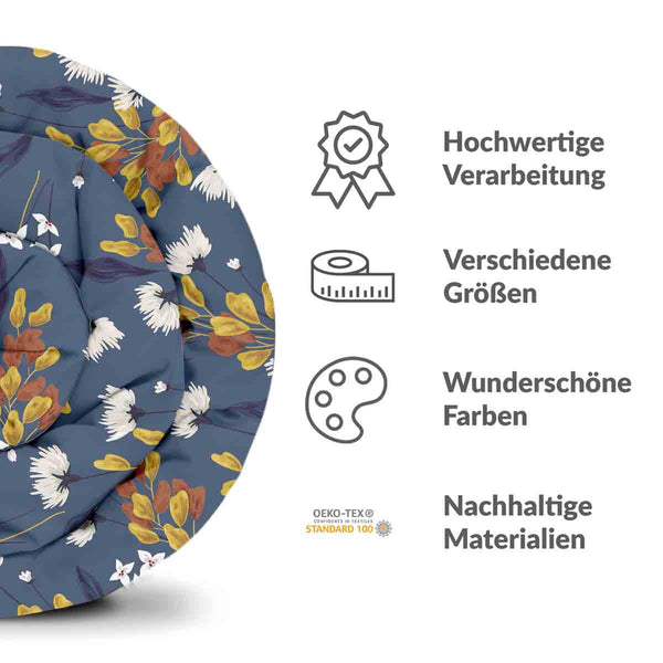 Therapiedecken Bettwäschen Set Blau mit Blumenstrauß