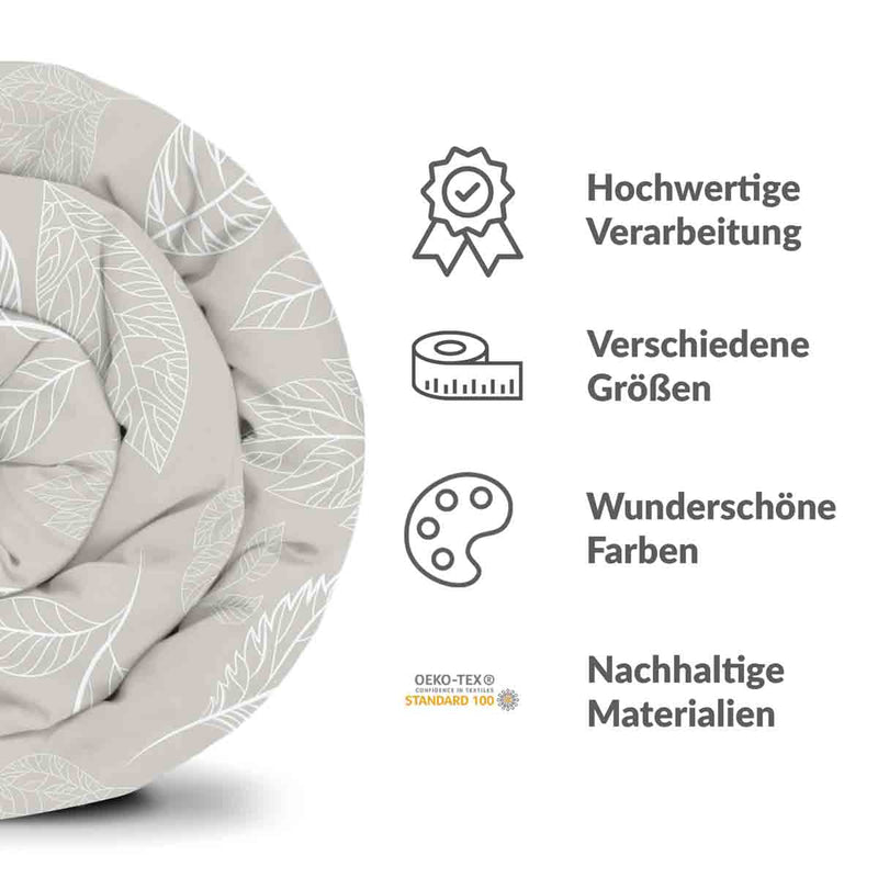 Therapiedecken Baumwollbezug Beige mit hellen Blättern