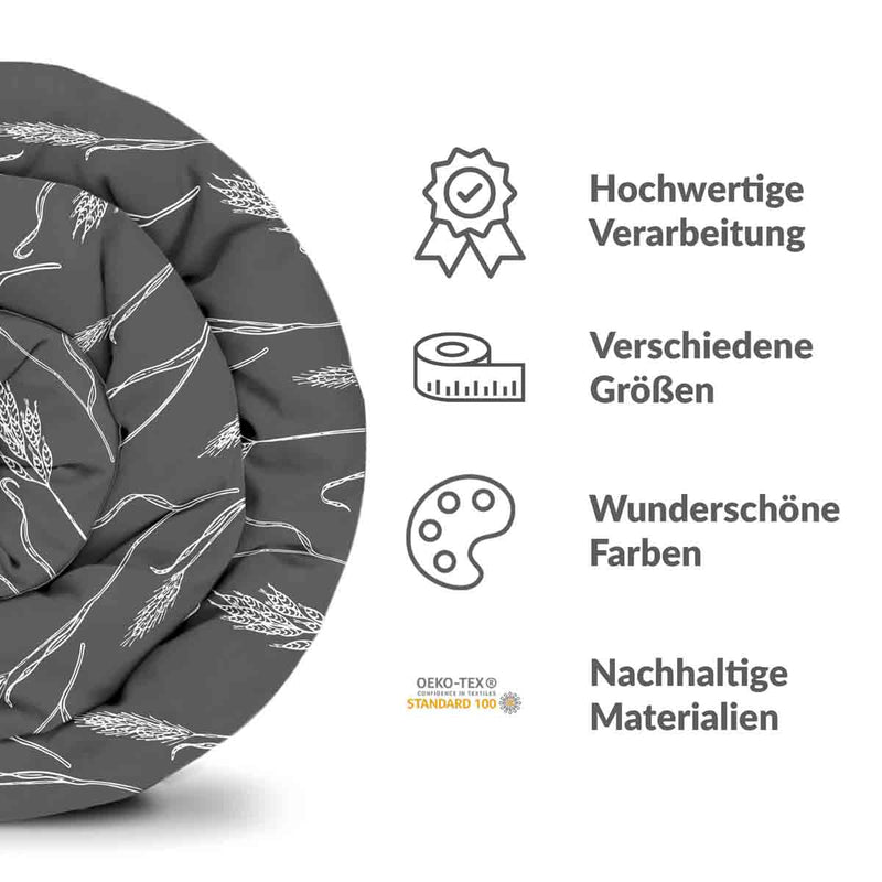 Therapiedecken Baumwollbezug Dunkelgrau mit weißen Zweigen