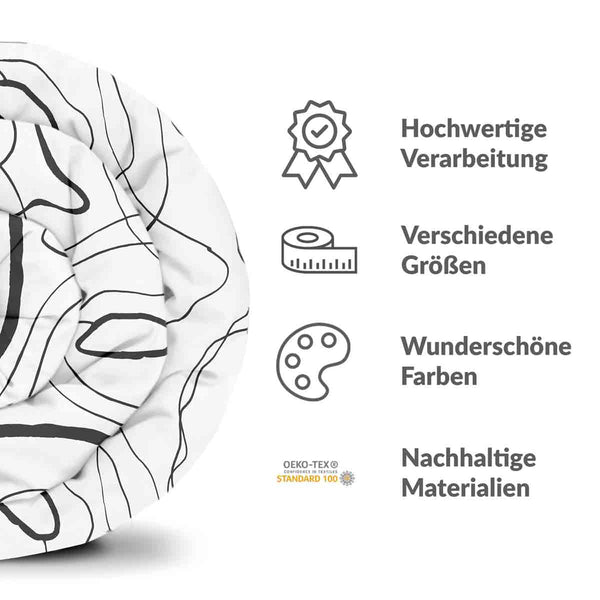 Therapiedecken Baumwollbezug mit schwarzen Schlangenlinien