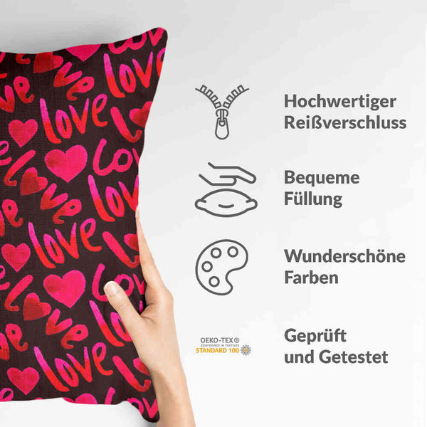 Gesundheitskissen Schwarz mit Schriftzug Love