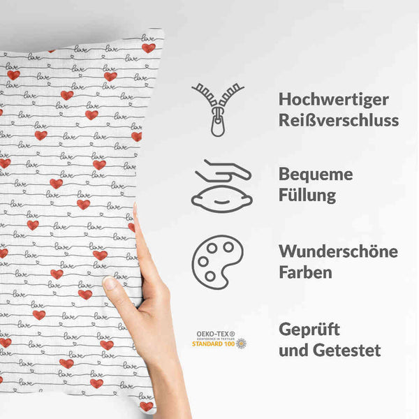 Gesundheitskissen Weiß mit Love Schriftzug