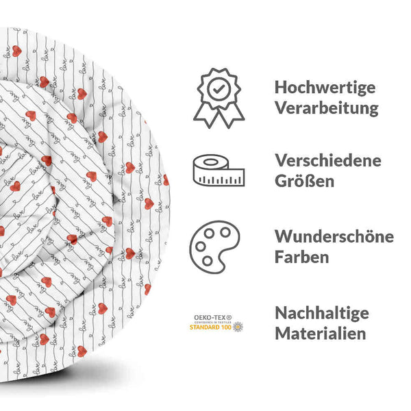 Therapiedecken Baumwollbezug Weiß mit Love Schriftzug