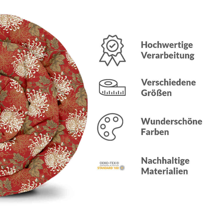 Therapiedecken Bettwäschen Set Rot große Blüte