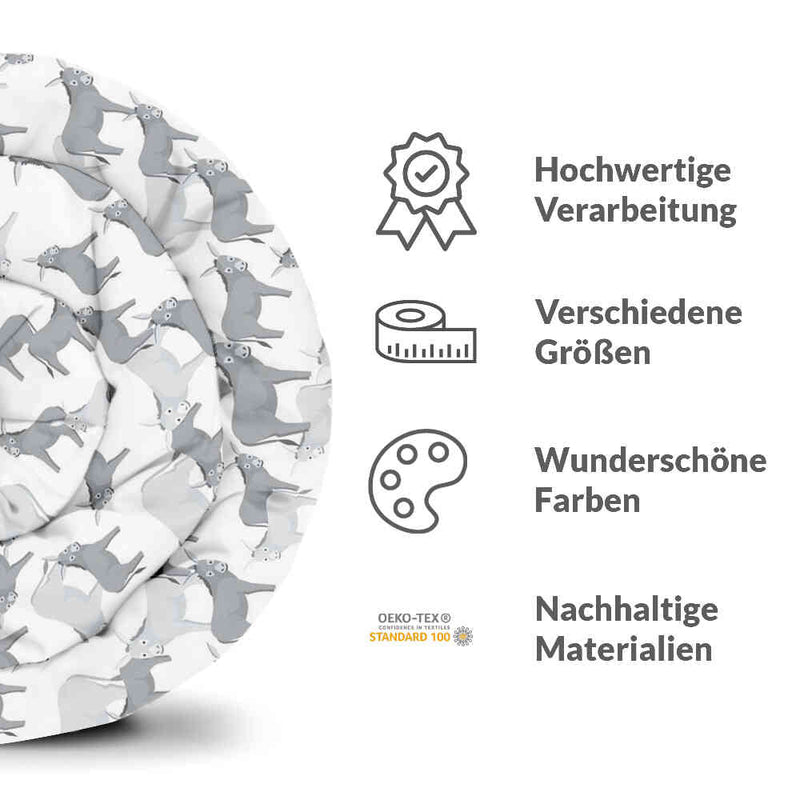 Therapiedecken Baumwollbezug Grau mit Eseln