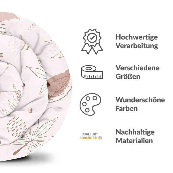 Therapiedecken Bettwäschen Set Rosa mit Blättern