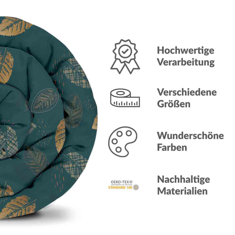 Therapiedecken Baumwollbezug Grün mit goldenem Blatt