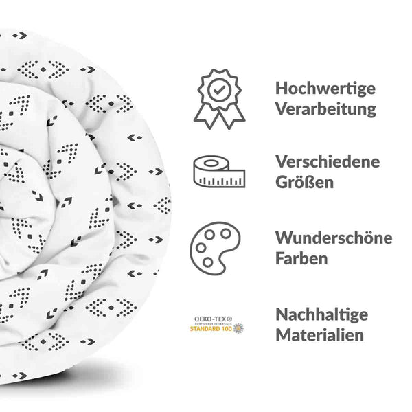 Therapiedecken Baumwollbezug Weiß mit schwarzen Pfeilmuster