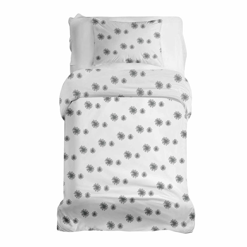 Therapiedecken Bettwäschen Set Weiß mit grauen Quasten