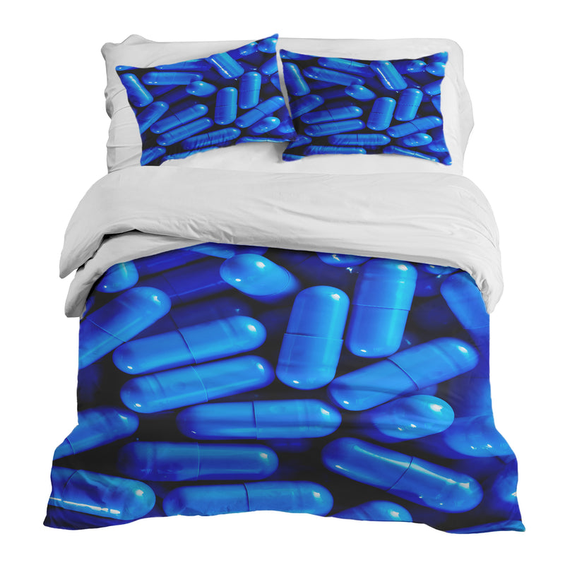 Therapiedecken Bettwäschen Set Blau Tabletten