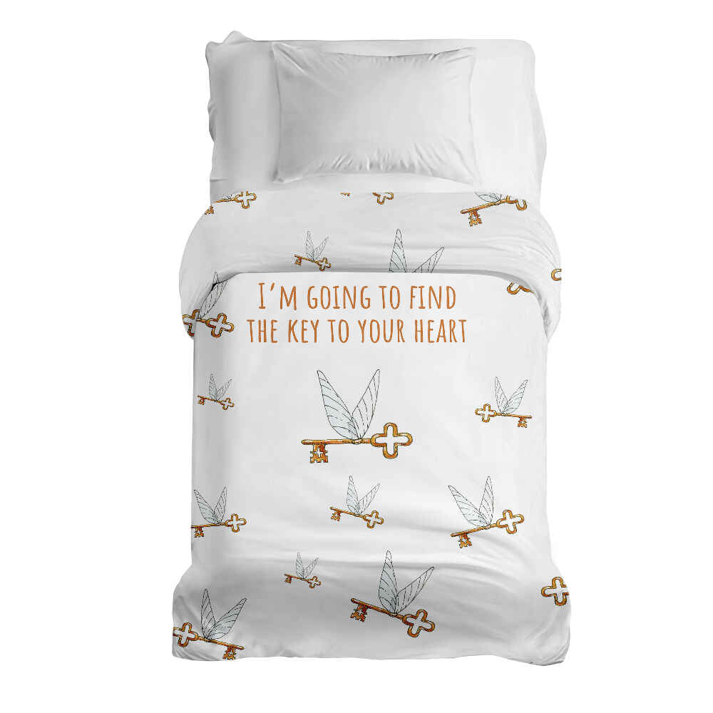 Original Therapiedecke - Baumwollbezug Weiß mit fliegendem Schlüssel