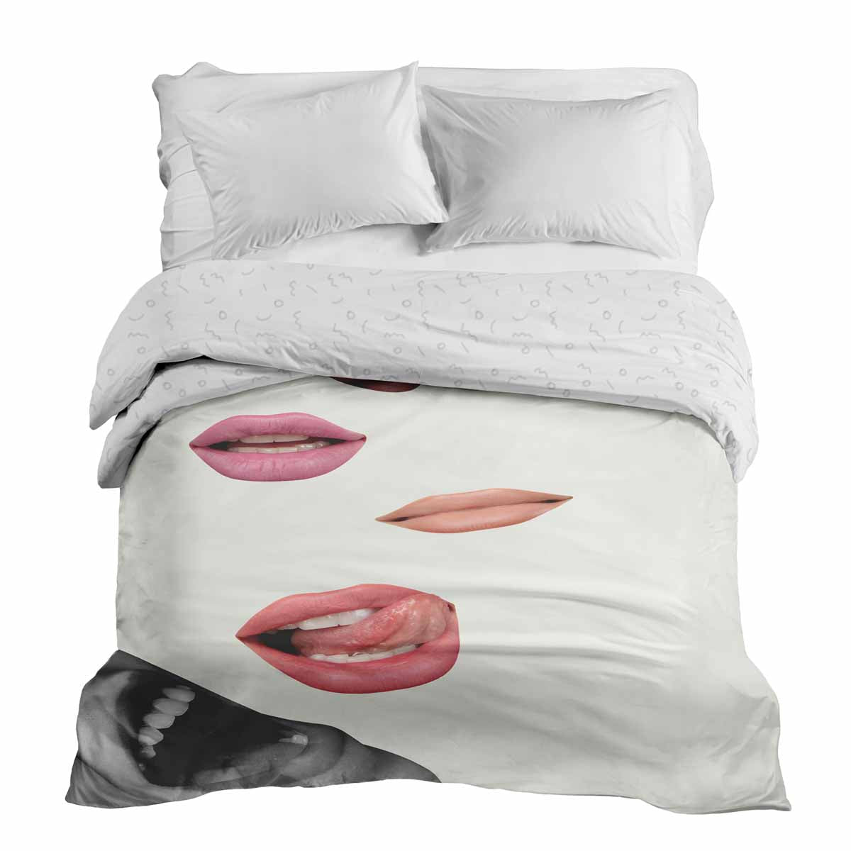 Original Therapiedecke - Baumwollbezug Weiß mit Lippen