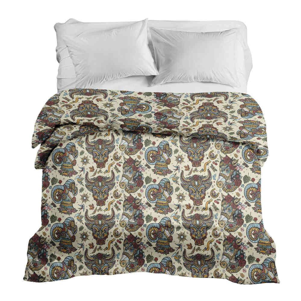 Original Therapiedecke - Baumwollbezug bunte Tierköpfe