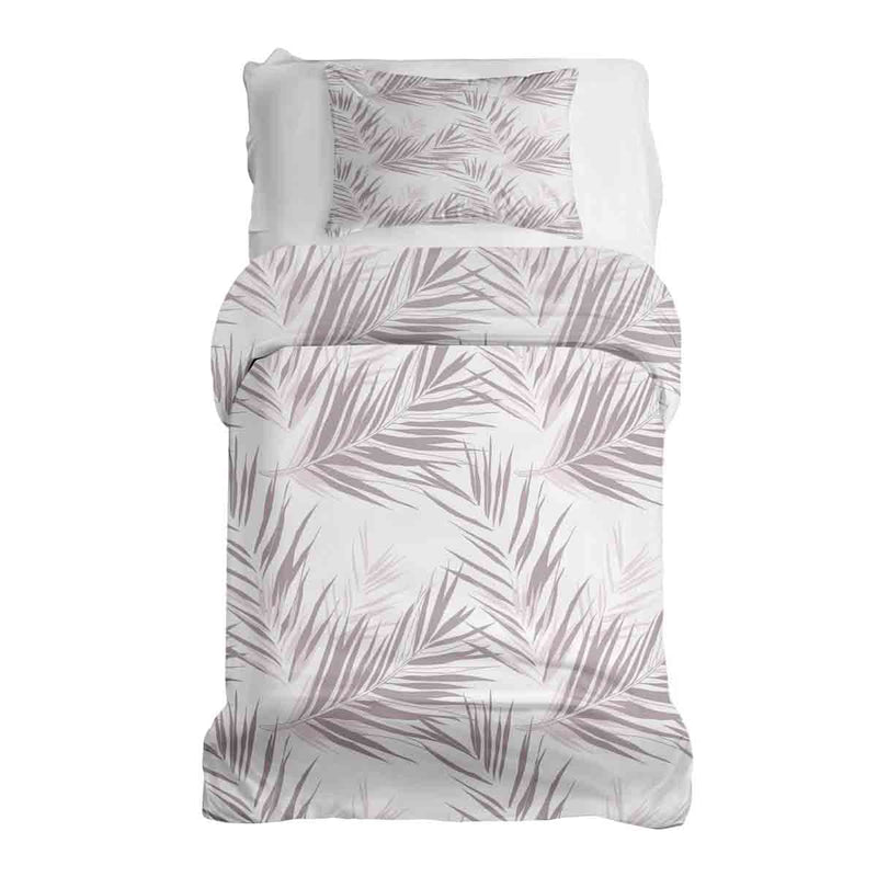 Therapiedecken Bettwäschen Set Weiß mit lila Blättern