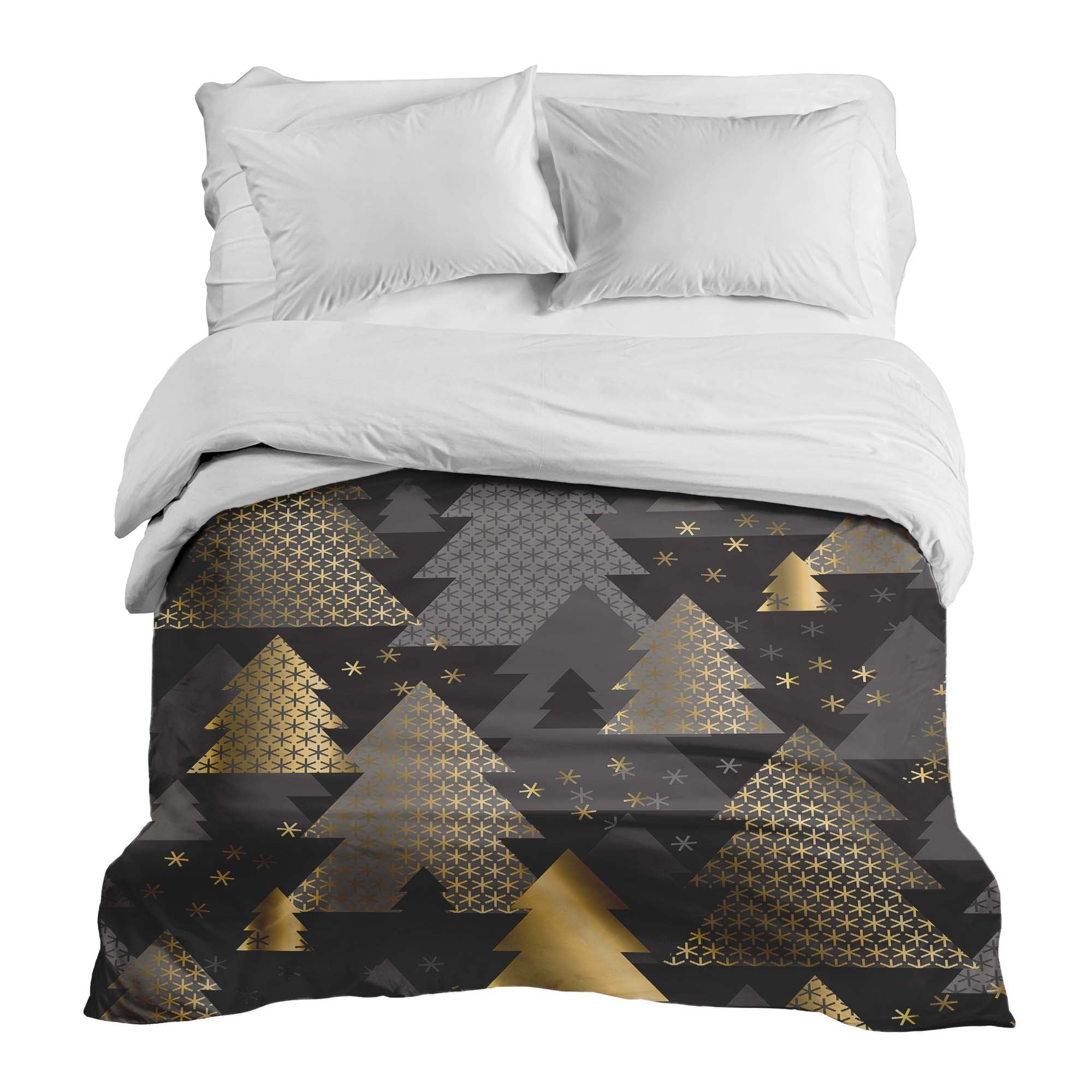 Original Therapiedecke - Baumwollbezug mit goldenen Tannenbäumen