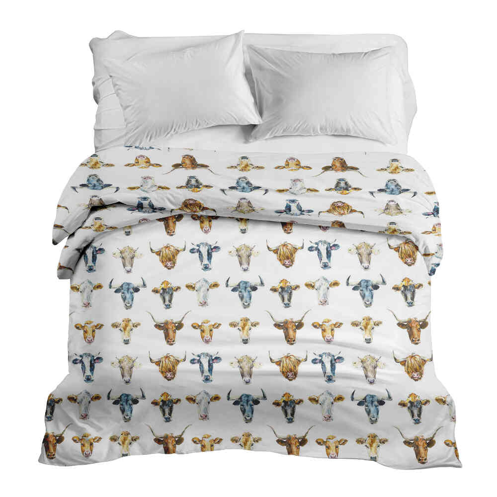 Original Therapiedecke - Baumwollbezug Weiß mit Stierköpfen