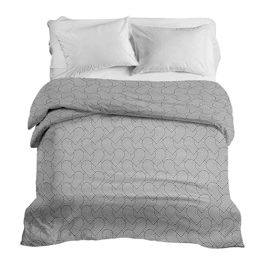 Original Therapiedecke - Baumwollbezug Grau geometrische Herzen