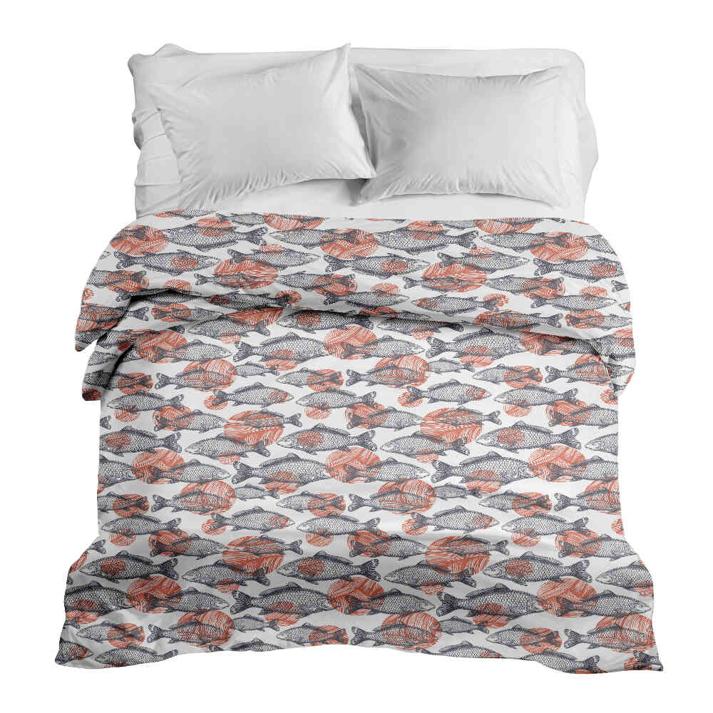 Original Therapiedecke - Baumwollbezug graue Fische