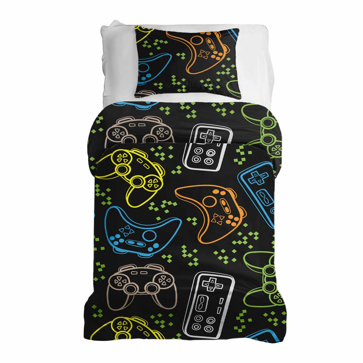 Original Therapiedecke - Baumwoll Bettwäsche Set Schwarz mit Spielkonsolen