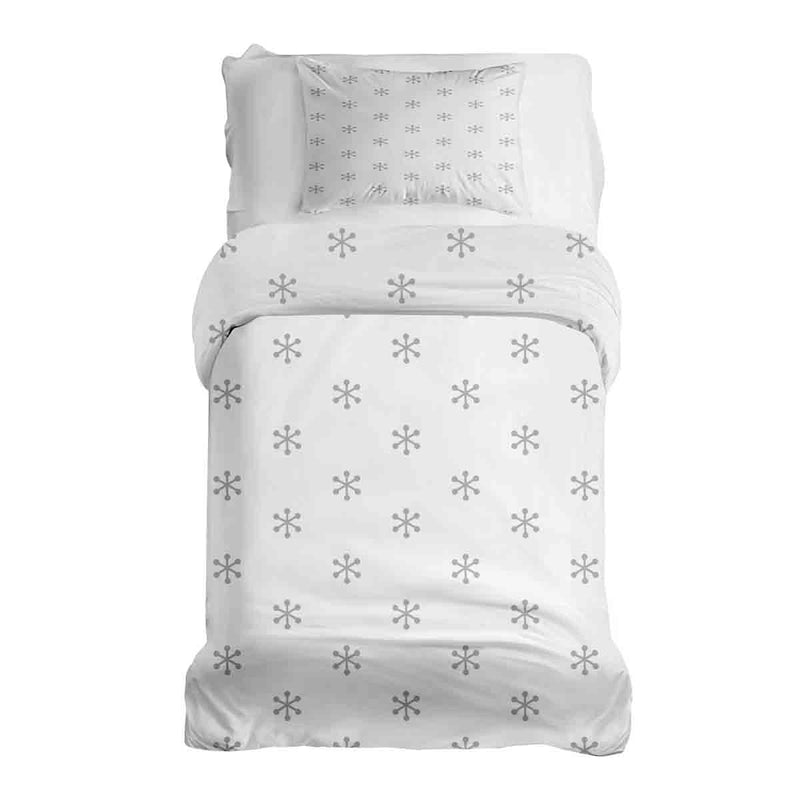 Therapiedecken Bettwäschen Set Weiß mit grauen Schneeflocken