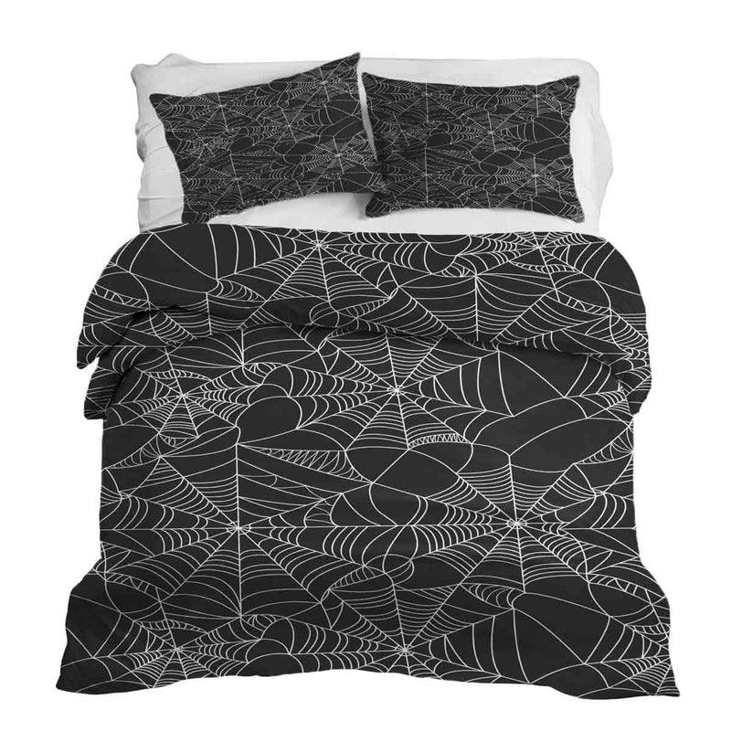Therapiedecken Bettwäschen Set Schwarz mit Spinnennetz