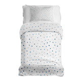 Therapiedecken Bettwäschen Set Weiß mit kleinen blauen Formen