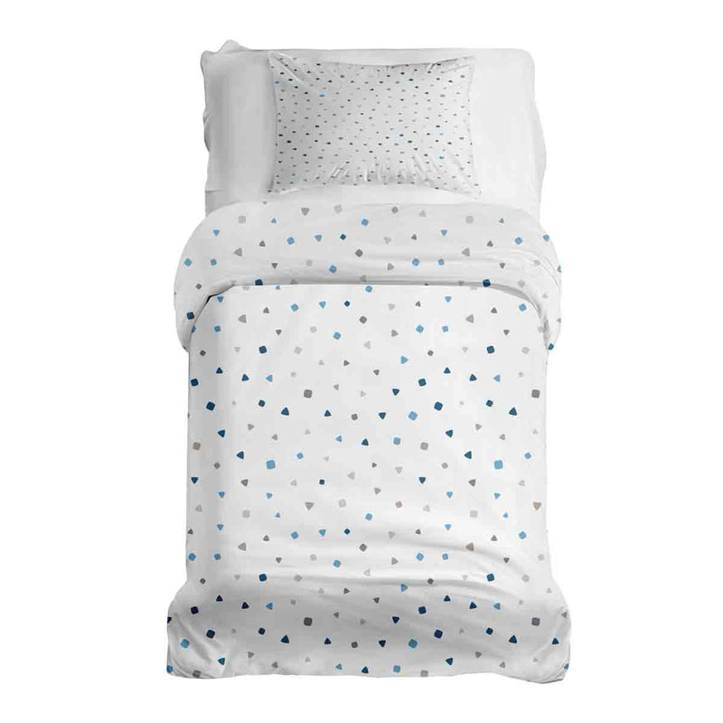 Therapiedecken Bettwäschen Set Weiß mit kleinen blauen Formen
