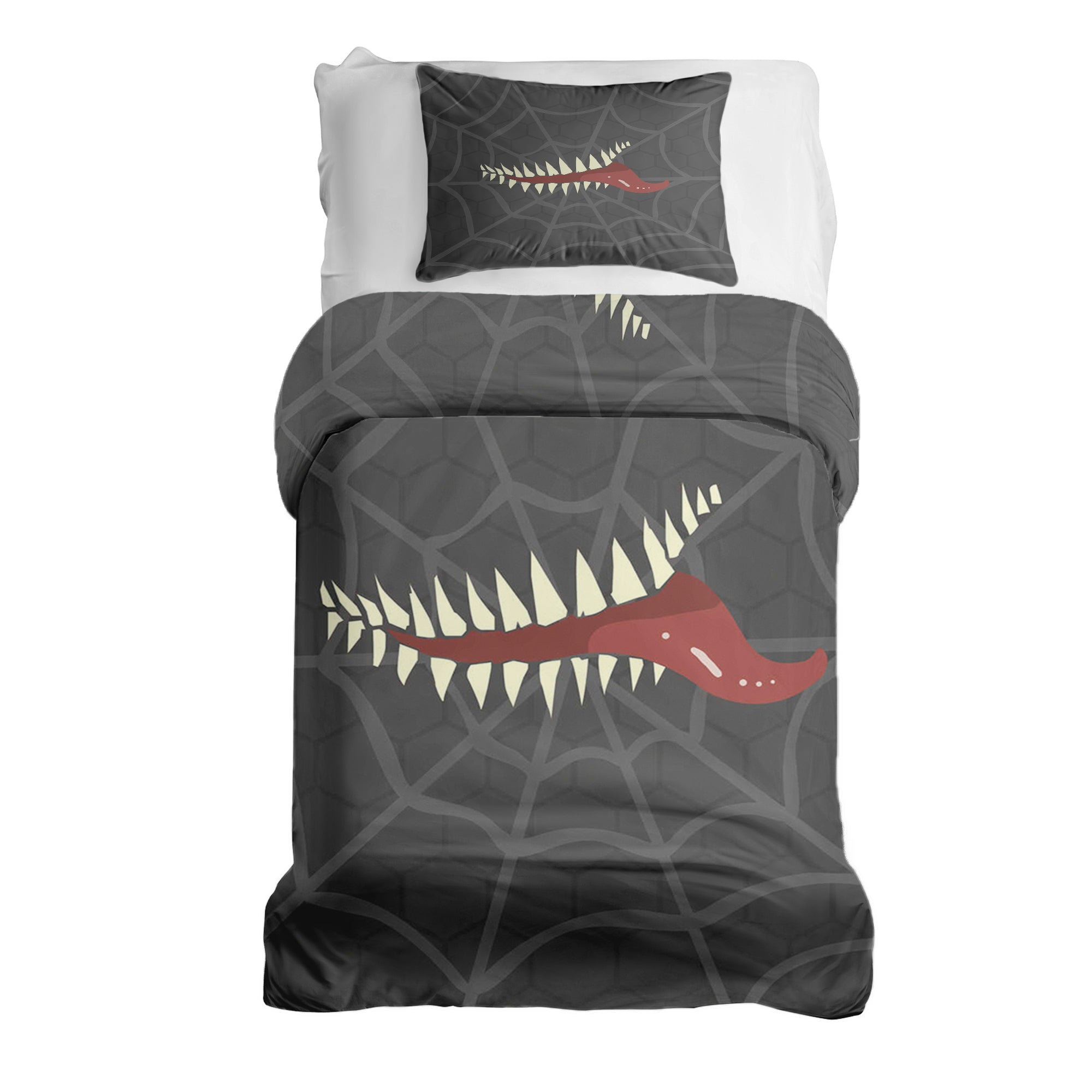 Original Therapiedecke - Baumwoll Bettwäsche Set Grau Spinnennetz