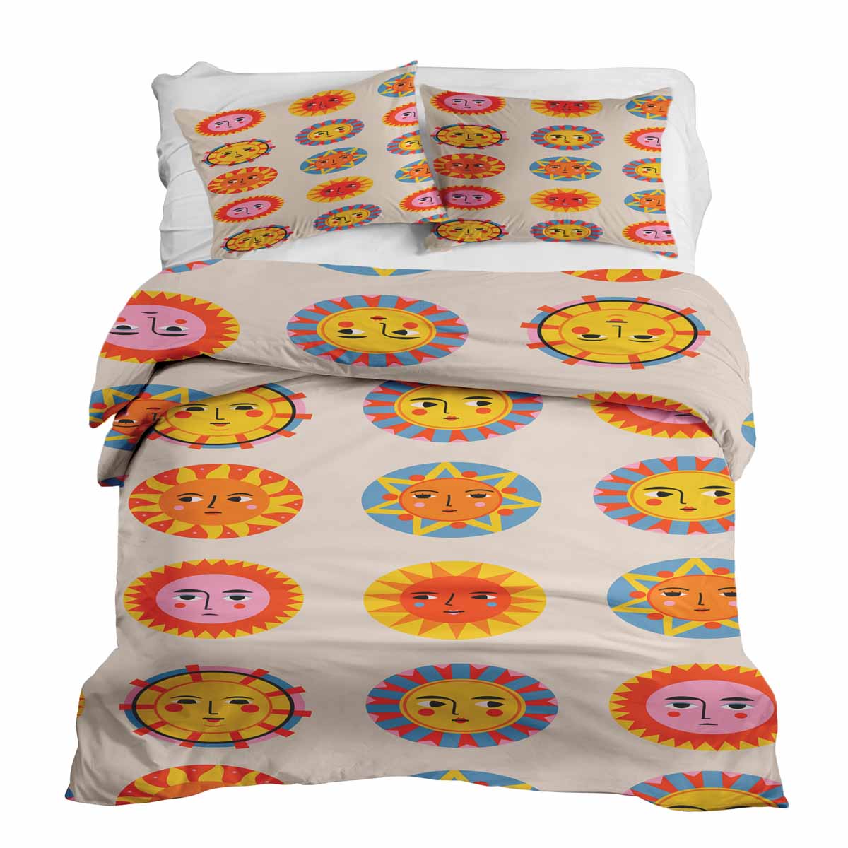 Original Therapiedecke - Baumwoll Bettwäsche Set Beige mit Sonnen