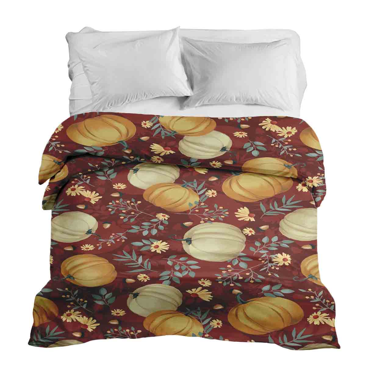 Original Therapiedecke - Baumwollbezug Rot mit Kürbissen