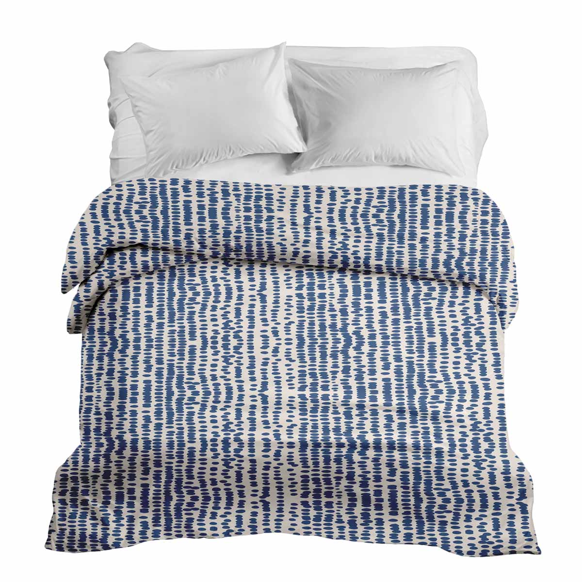 Original Therapiedecke - Baumwollbezug mit blauen Tupfern