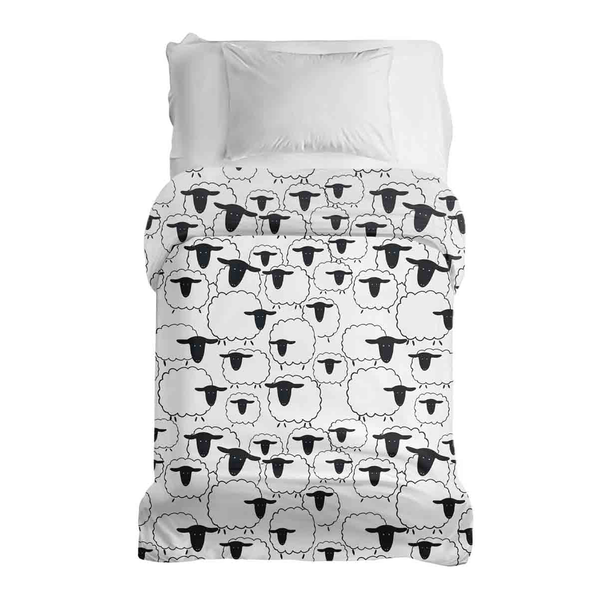 Original Therapiedecke - Baumwollbezug Weiß mit Schafen