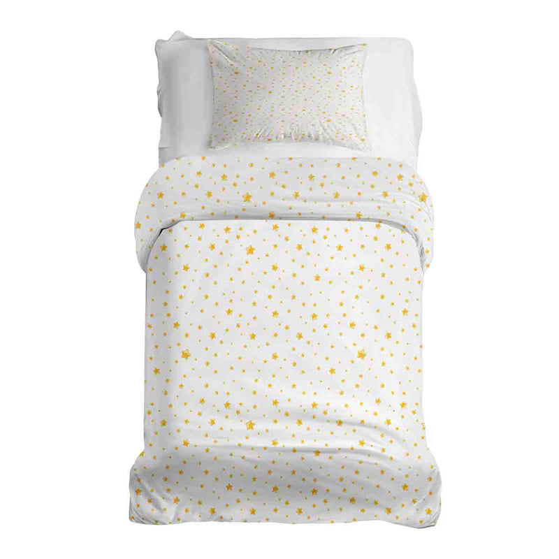 Therapiedecken Bettwäschen Set Weiß mit gelben Sternen