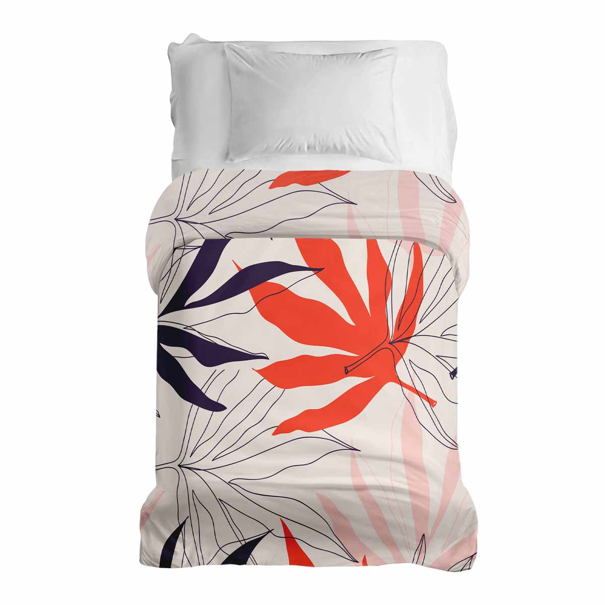 Original Therapiedecke - Baumwollbezug Beige mit bunten Blättern