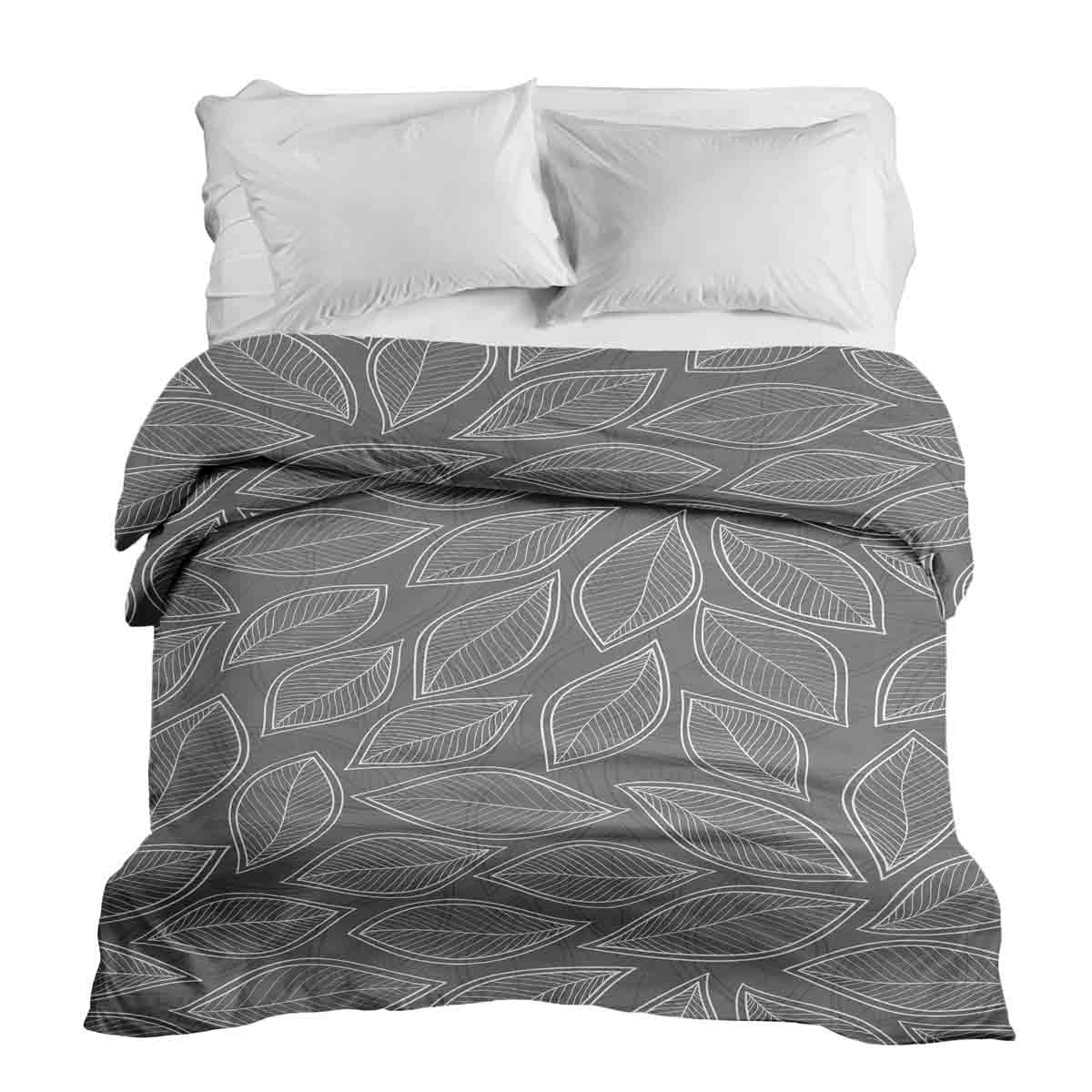 Original Therapiedecke - Baumwollbezug Grau mit weißen Palmblättern