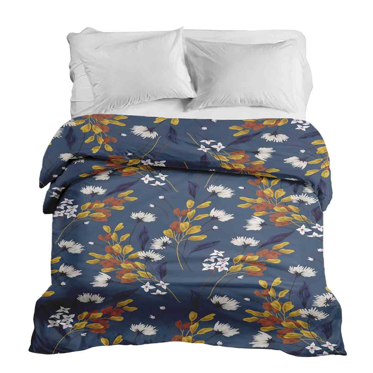 Original Therapiedecke - Baumwollbezug Blau mit Blumenstrauß