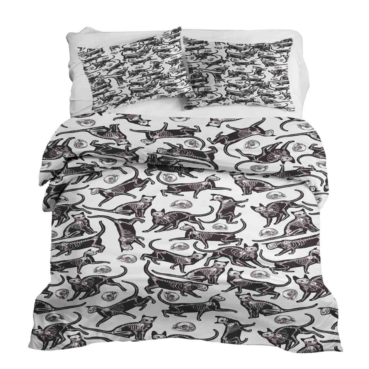 Original Therapiedecke - Baumwoll Bettwäsche Set Halloween Katze