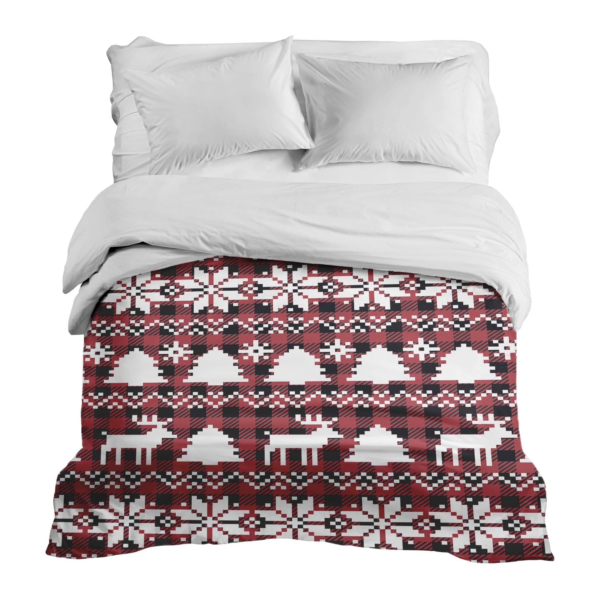 Original Therapiedecke - Baumwollbezug Karo mit weihnachtlichen Motiven