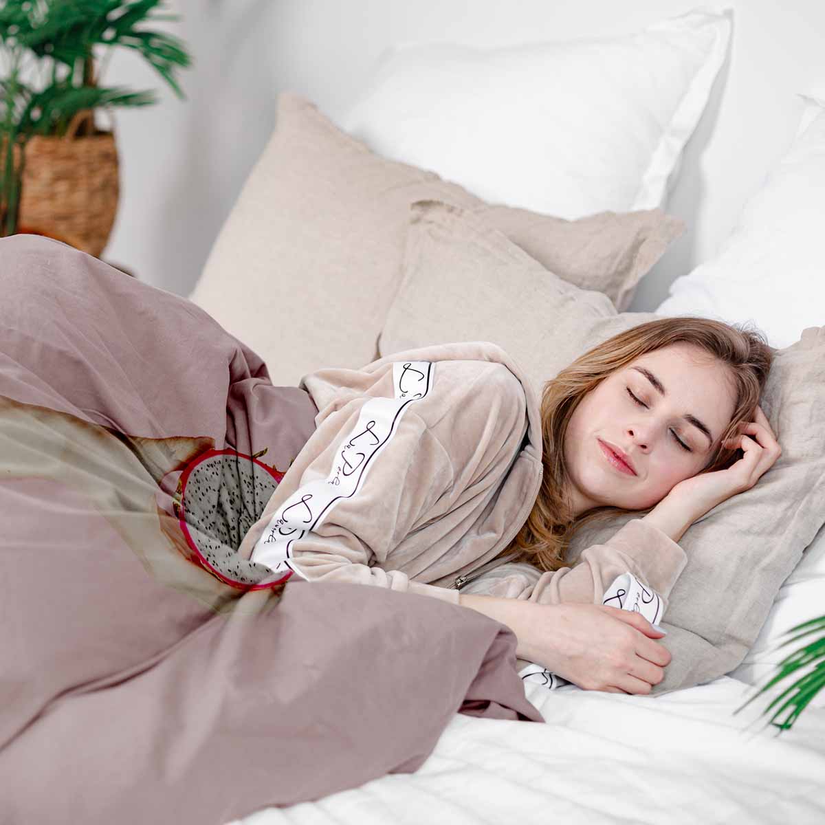 Original Therapiedecke - Baumwoll Bettwäsche Set Rosa mit Drachenfrucht