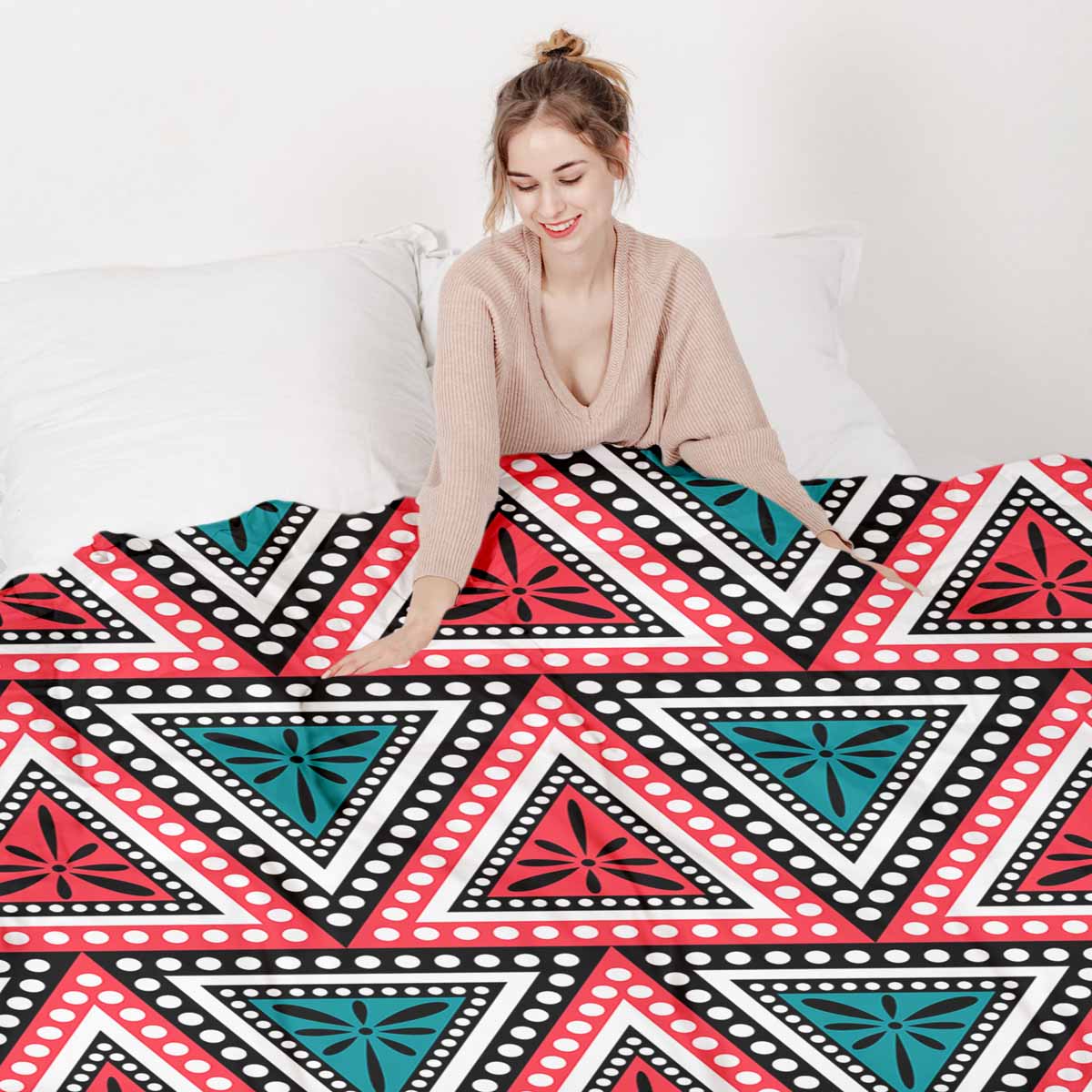 Original Therapiedecke - Baumwollbezug mit bunten Dreiecken