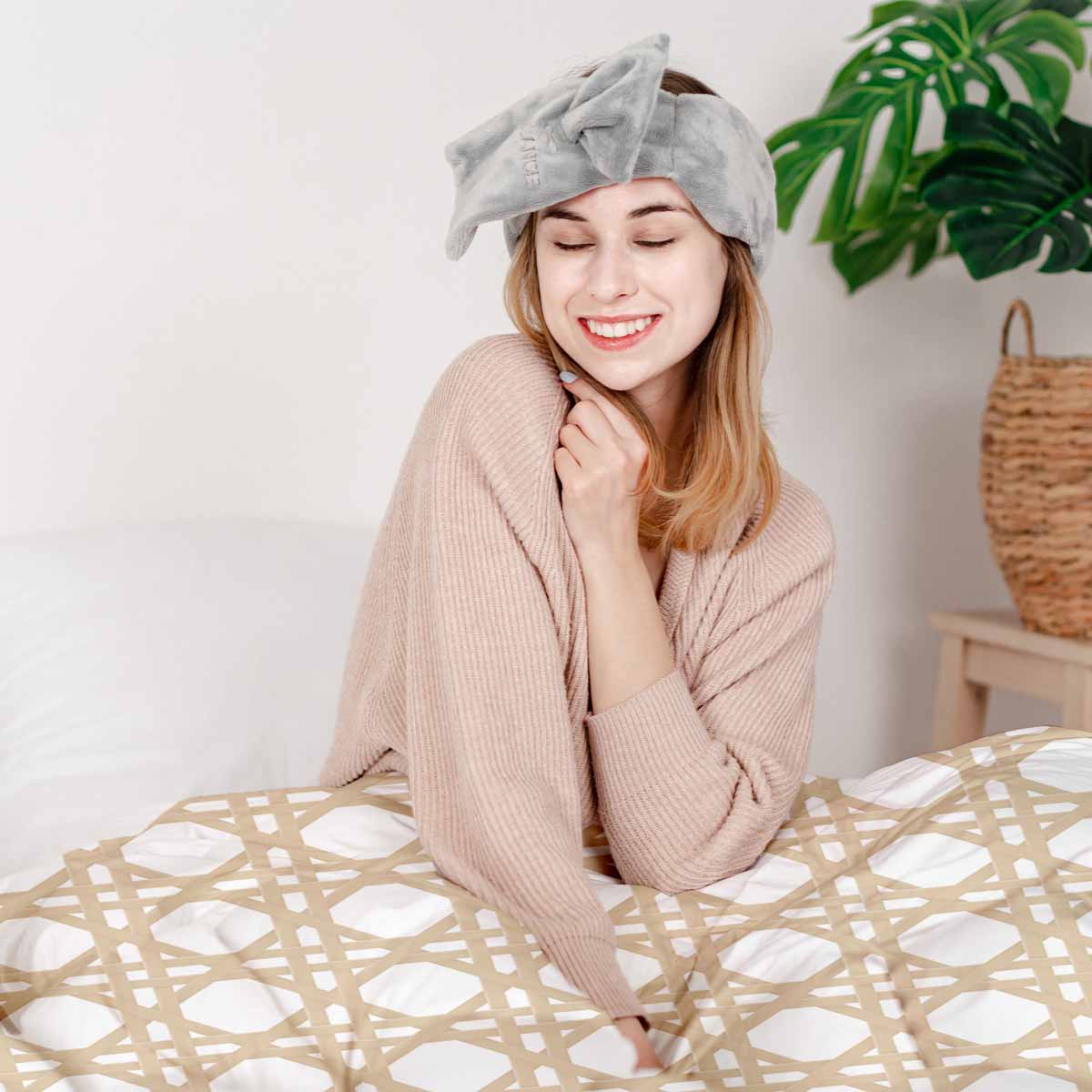 Original Therapiedecke - Baumwoll Bettwäsche Set Weiß mit Kreisen Beige