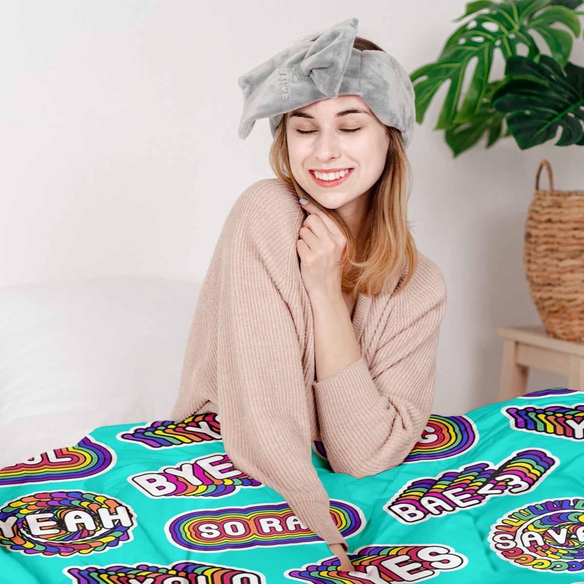 Original Therapiedecke - Baumwoll Bettwäsche Set Türkis mit Sprüchen