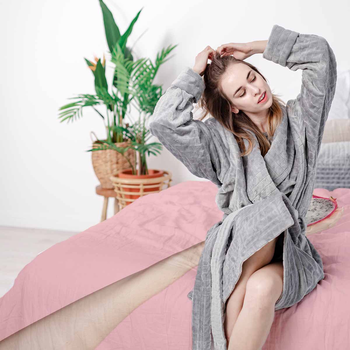 Original Therapiedecke - Baumwoll Bettwäsche Set Rosa mit Drachenfrucht