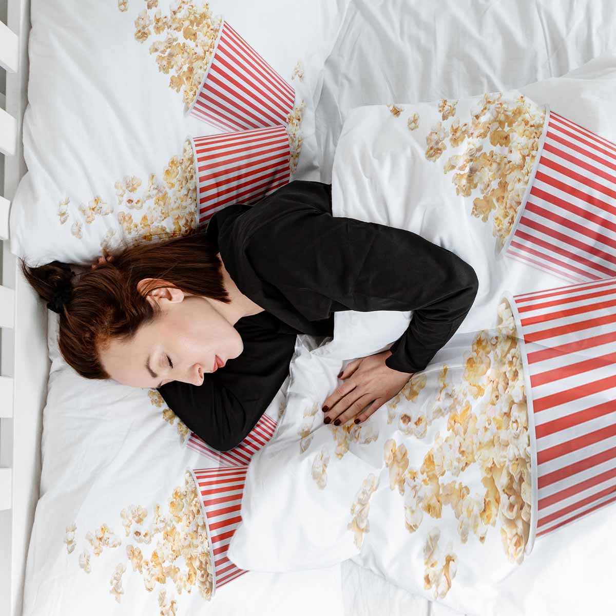 Original Therapiedecke - Baumwoll Bettwäsche Set Weiß mit Popcorn